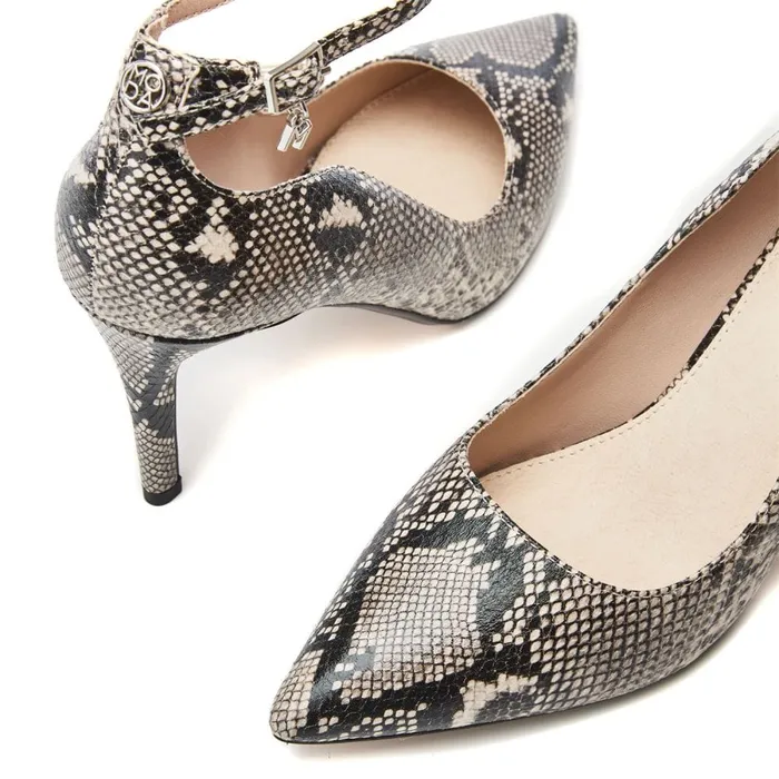 Court Shoes Women Moda In Pelle Cristel Natural Snake Print