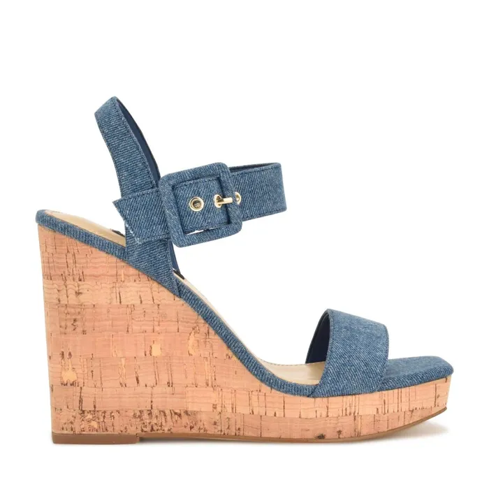 Courts Wedge Sandals Blue Denim Women Nine West Sandals
