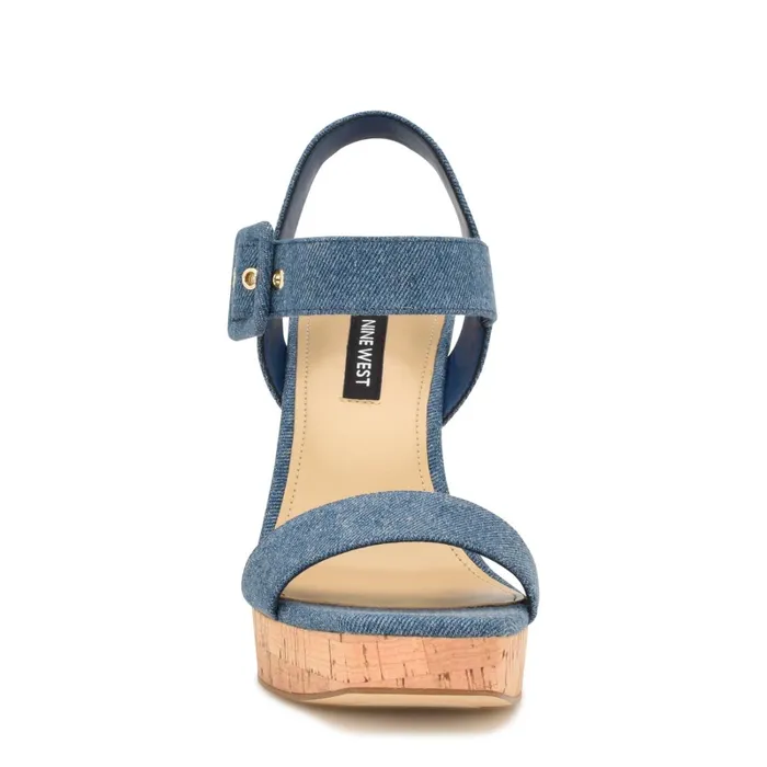 Courts Wedge Sandals Blue Denim Women Nine West Sandals Courts Wedge Sandals Blue Denim Women Nine West Sandals