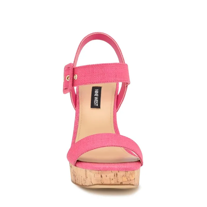 Courts Wedge Sandals Pink Raffia Women Nine West High Heels Courts Wedge Sandals Pink Raffia Women Nine West High Heels