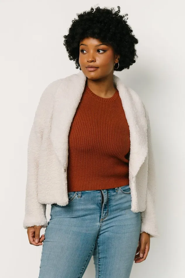 Crest Sherpa Jacket Off White Women Baltic Born Outerwear Crest Sherpa Jacket Off White Women Baltic Born Outerwear