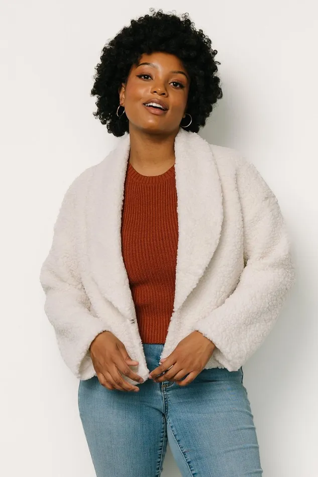 Crest Sherpa Jacket Off White Women Baltic Born Outerwear Crest Sherpa Jacket Off White Women Baltic Born Outerwear
