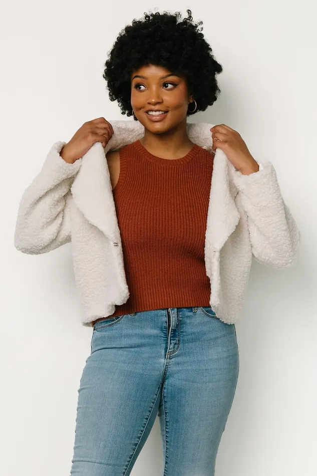 Crest Sherpa Jacket Off White Women Baltic Born Outerwear Crest Sherpa Jacket Off White Women Baltic Born Outerwear