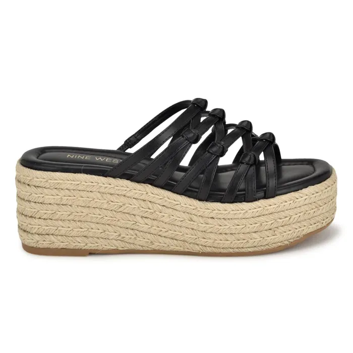 Cristy Espadrille Wedge Sandals Black Women Nine West Mid Heels