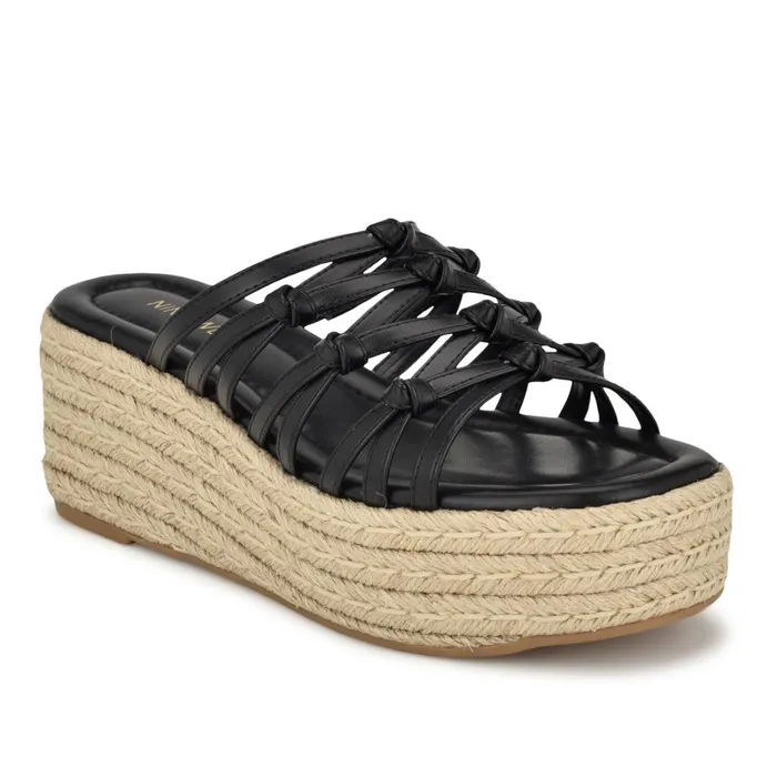 Cristy Espadrille Wedge Sandals Black Women Nine West Mid Heels Cristy Espadrille Wedge Sandals Black Women Nine West Mid Heels