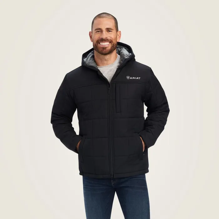 Crius Hooded Insulated Jacket Black Men Ariat Jackets and Vests