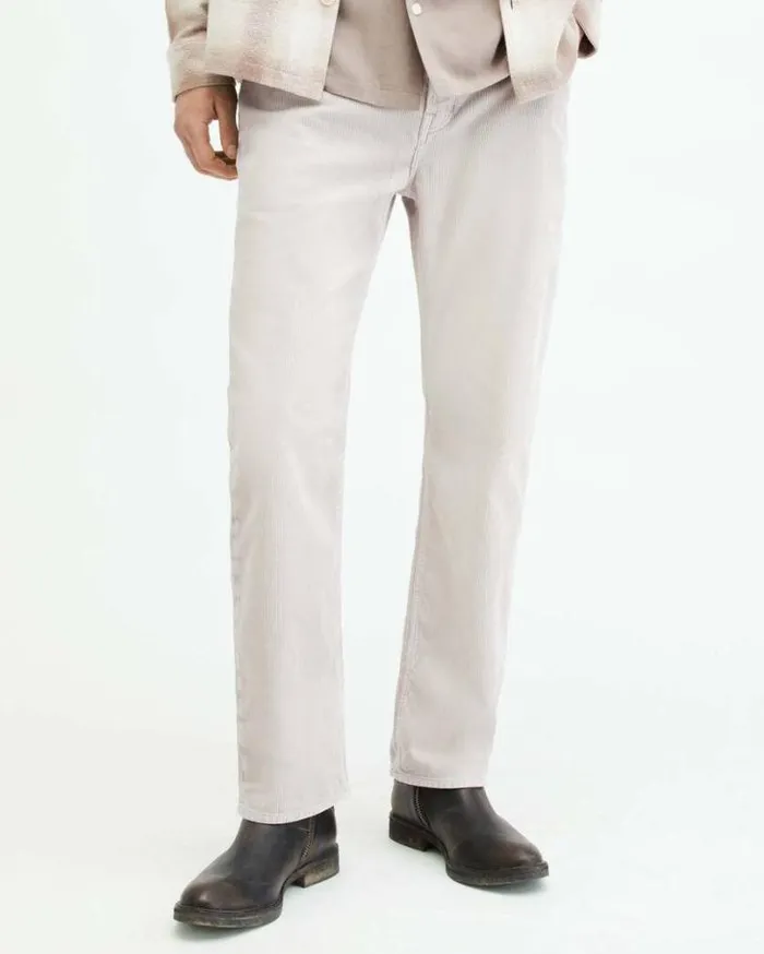 Curtis Straight Fit Corduroy Jeans Cool Grey Men AllSaints Pants