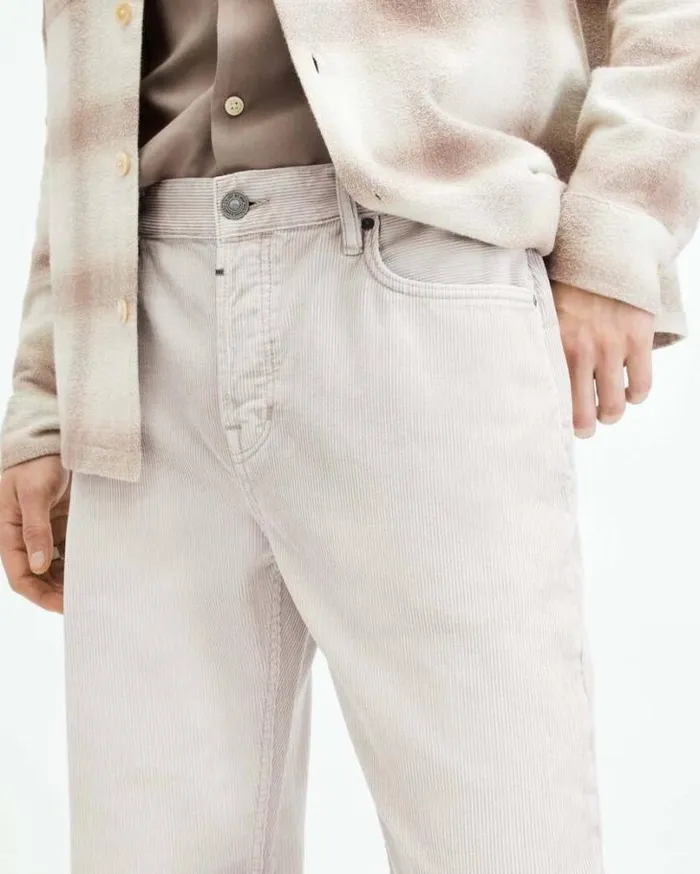 Curtis Straight Fit Corduroy Jeans Cool Grey Men AllSaints Pants