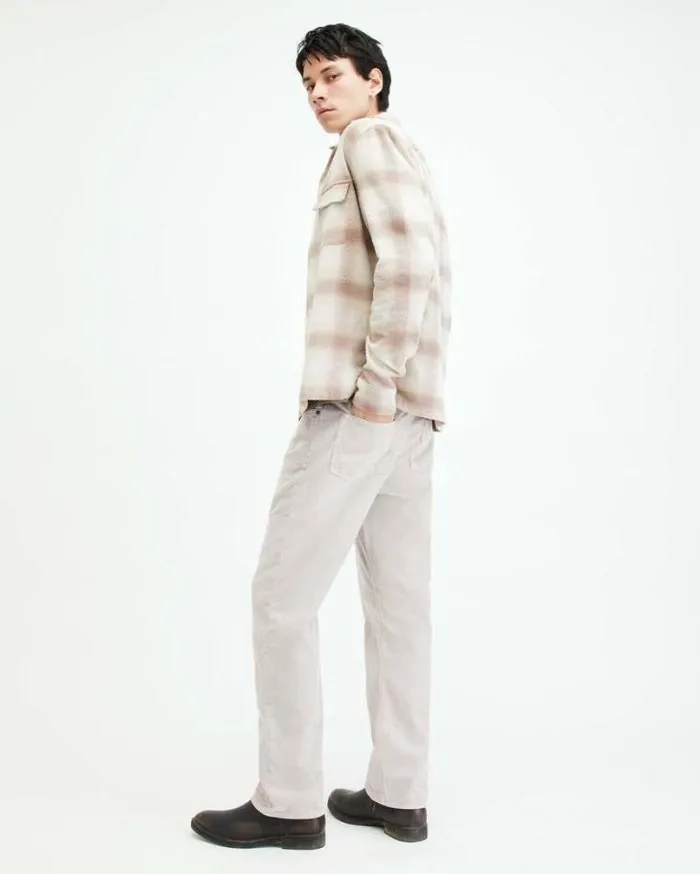 Curtis Straight Fit Corduroy Jeans Cool Grey Men AllSaints Pants