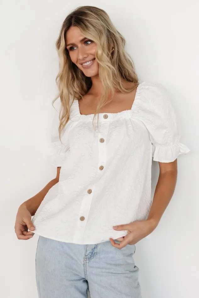 Dalian Embossed Top Off White Women Baltic Born Blouses Shirts