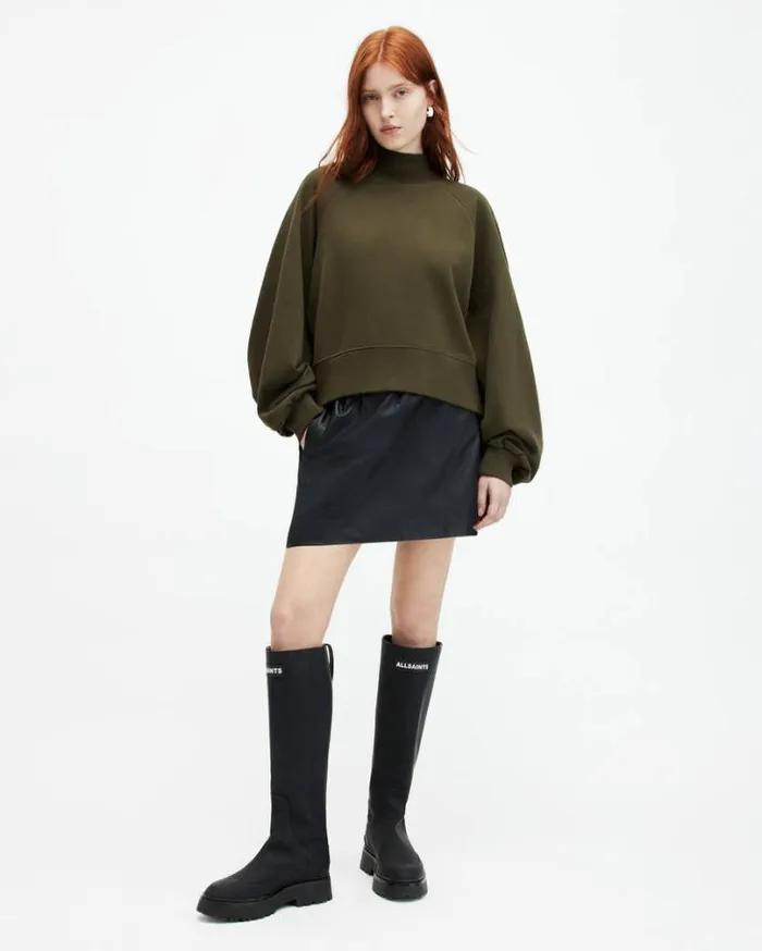 Dana Relaxed Fit Zip Sweatshirt Forest Green Women AllSaints Sweatshirts and Hoodies