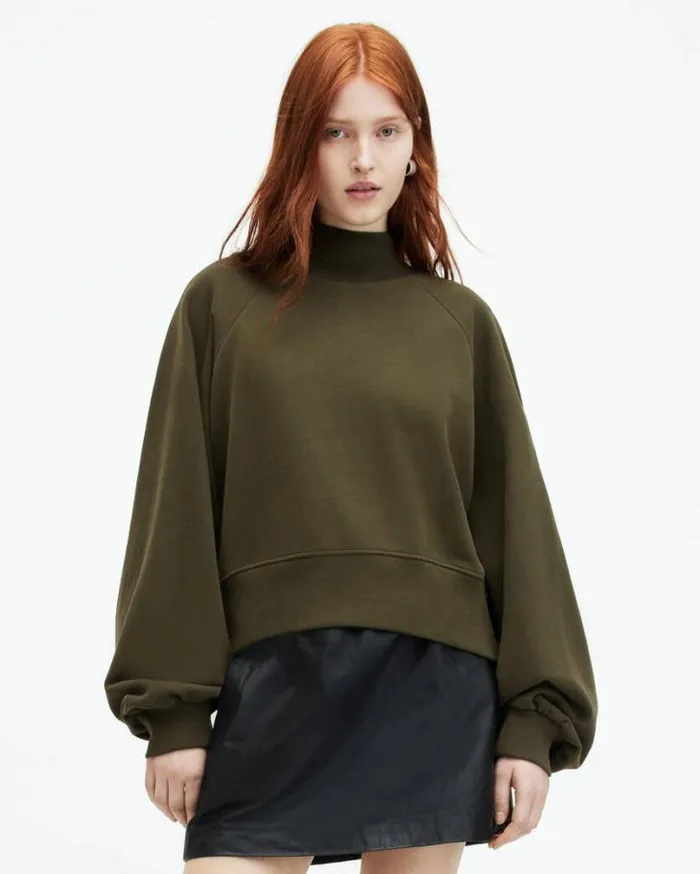 Dana Relaxed Fit Zip Sweatshirt Forest Green Women AllSaints Sweatshirts and Hoodies Dana Relaxed Fit Zip Sweatshirt Forest Green Women AllSaints Sweatshirts and Hoodies