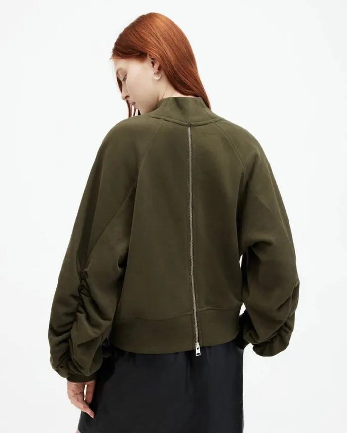 Dana Relaxed Fit Zip Sweatshirt Forest Green Women AllSaints Sweatshirts and Hoodies Dana Relaxed Fit Zip Sweatshirt Forest Green Women AllSaints Sweatshirts and Hoodies