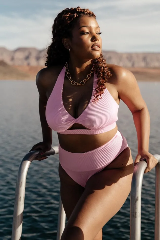 Del Mar Ribbed Bikini Bottom Pink Women Baltic Born Bikini