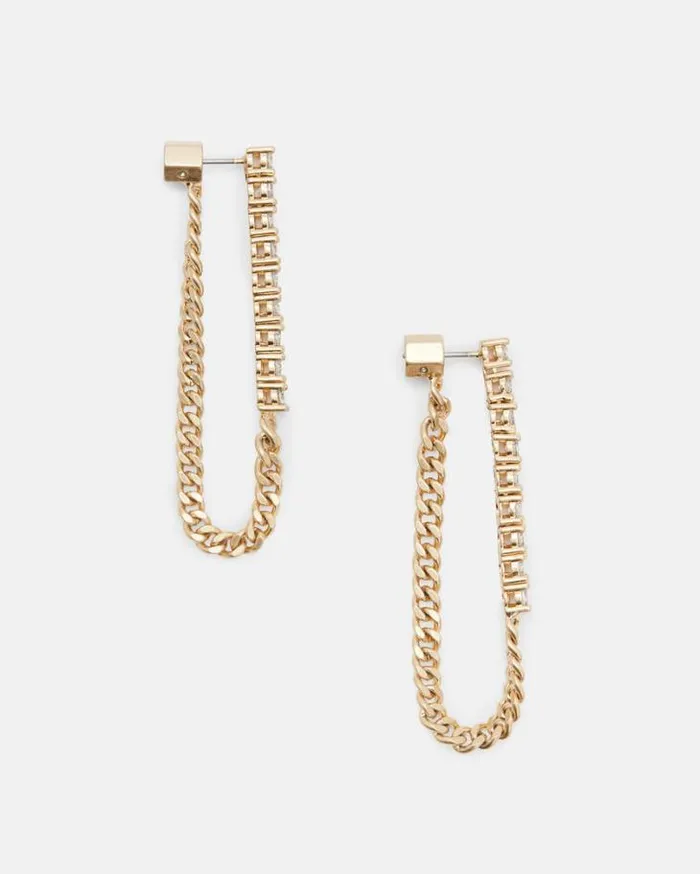 Della Crystal Curb Chain Earrings Warm Brasscrystal Women AllSaints Jewelry