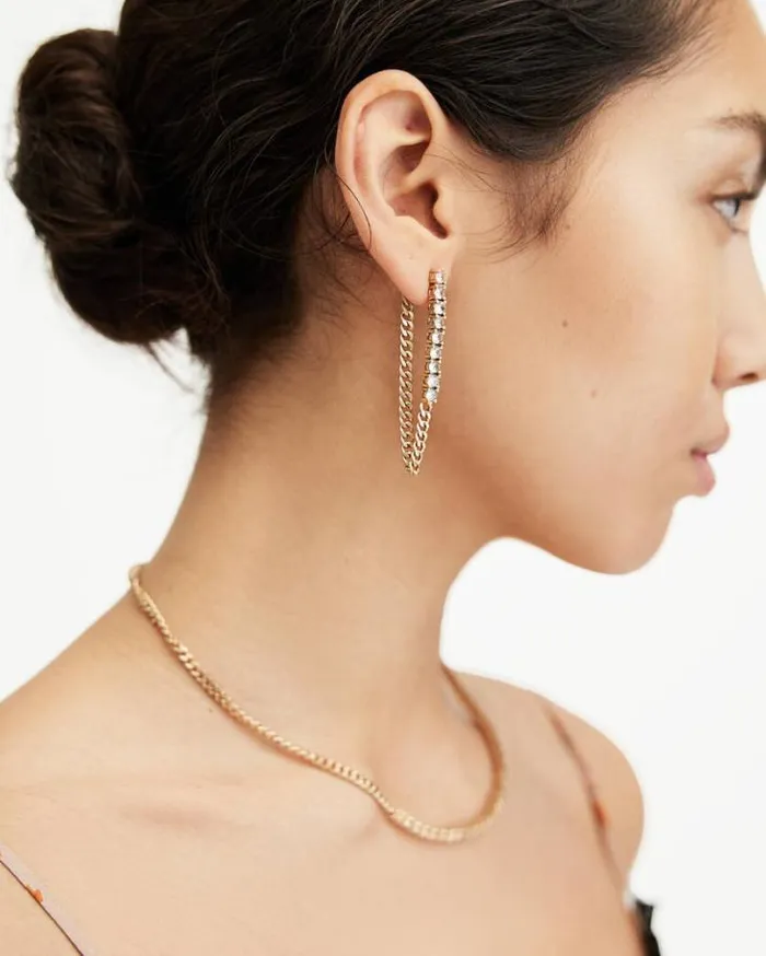 Della Crystal Curb Chain Earrings Warm Brasscrystal Women AllSaints Jewelry
