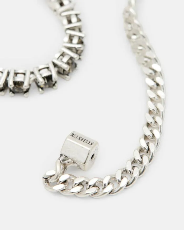 Della Crystal Curb Chain Earrings Wrm Slvrblck Diam Women AllSaints Jewelry