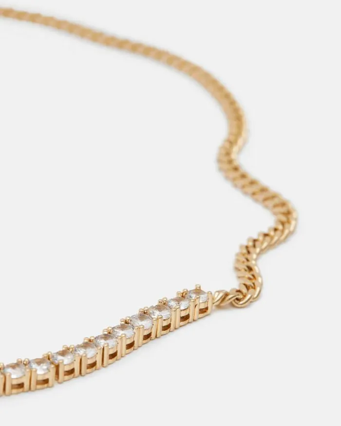 Della Crystal Curb Chain Necklace Warm Brasscrystal Women AllSaints Jewelry
