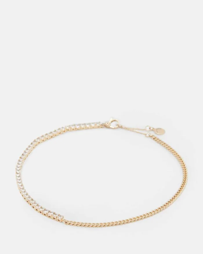 Della Crystal Curb Chain Necklace Warm Brasscrystal Women AllSaints Jewelry