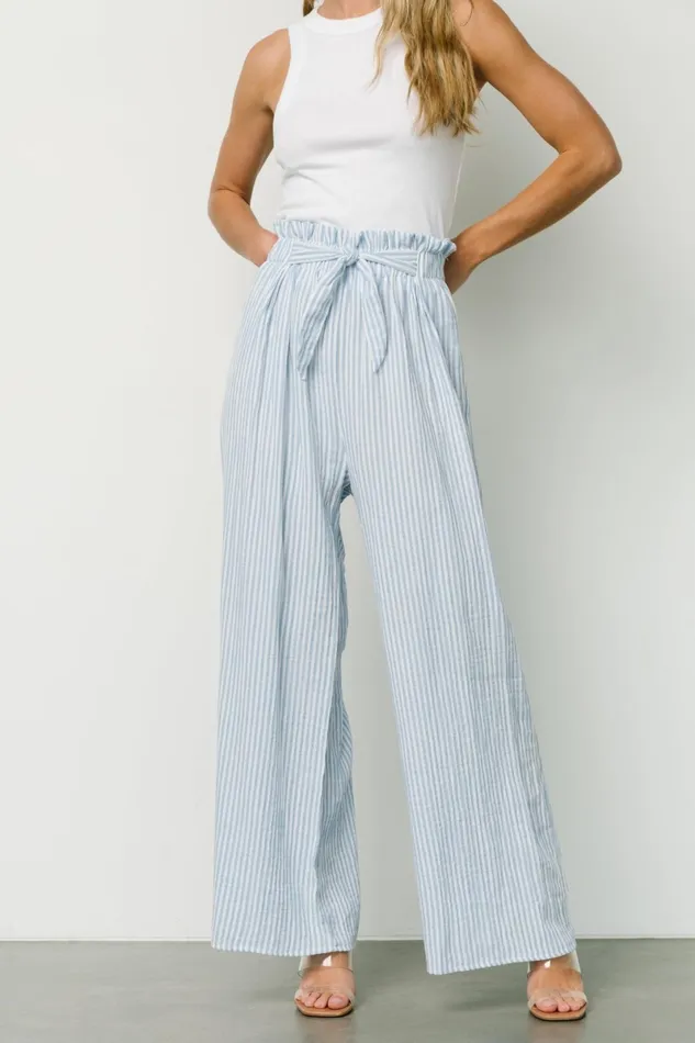 Delphi Wide Leg Pants Blue Stripe Women Baltic Born Pants Delphi Wide Leg Pants Blue Stripe Women Baltic Born Pants