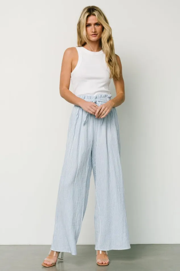 Delphi Wide Leg Pants Blue Stripe Women Baltic Born Pants Delphi Wide Leg Pants Blue Stripe Women Baltic Born Pants