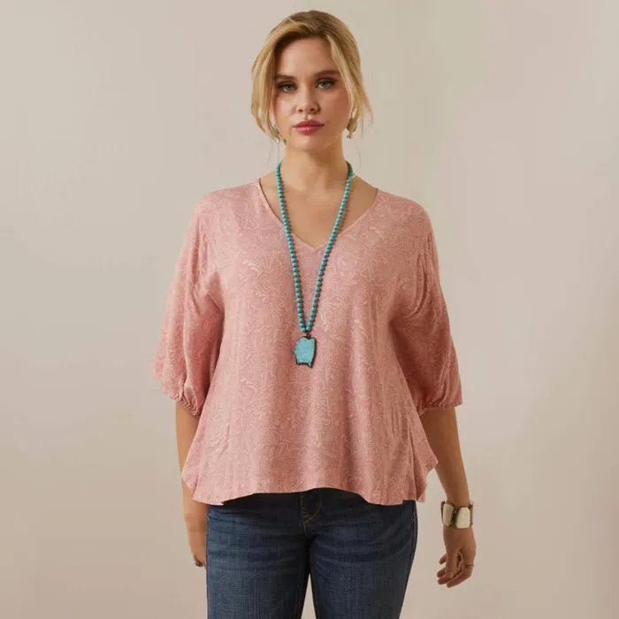 Desert Dreams Top Island Blush Tooled Print Women Ariat TShirts and Tops