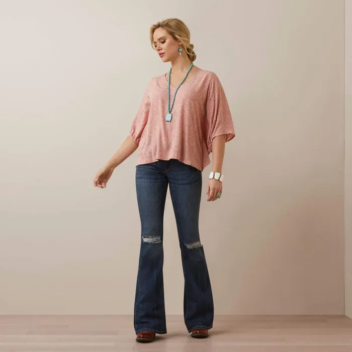 Desert Dreams Top Island Blush Tooled Print Women Ariat TShirts and Tops Desert Dreams Top Island Blush Tooled Print Women Ariat TShirts and Tops