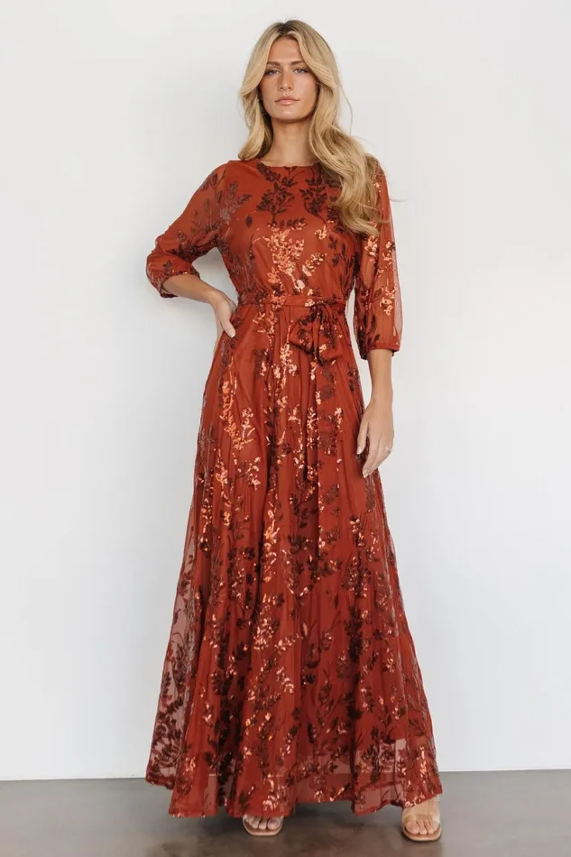 Destiny Sequin Maxi Dress Cinnamon Women Baltic Born Embellished Sequin