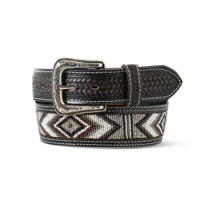 Diamond Beaded Belt Black Men Ariat Belts