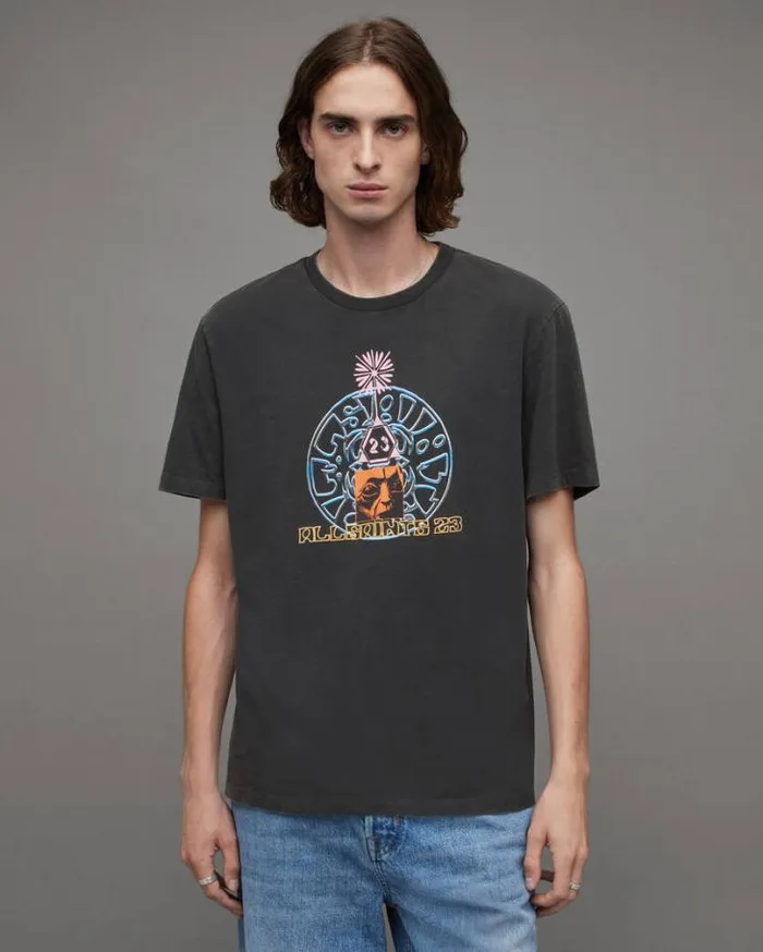 Dimension Graphic Print Relaxed TShirt Washed Black Men AllSaints TShirts