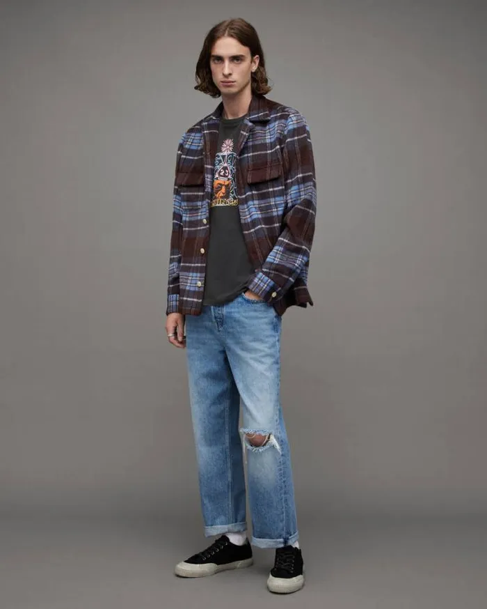 Dimension Graphic Print Relaxed TShirt Washed Black Men AllSaints TShirts