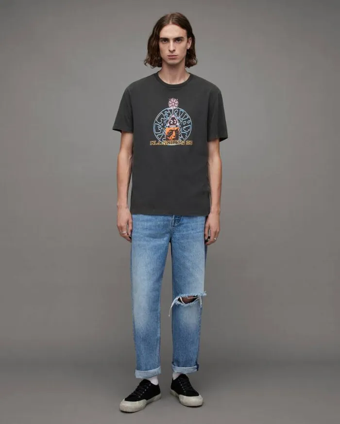 Dimension Graphic Print Relaxed TShirt Washed Black Men AllSaints TShirts