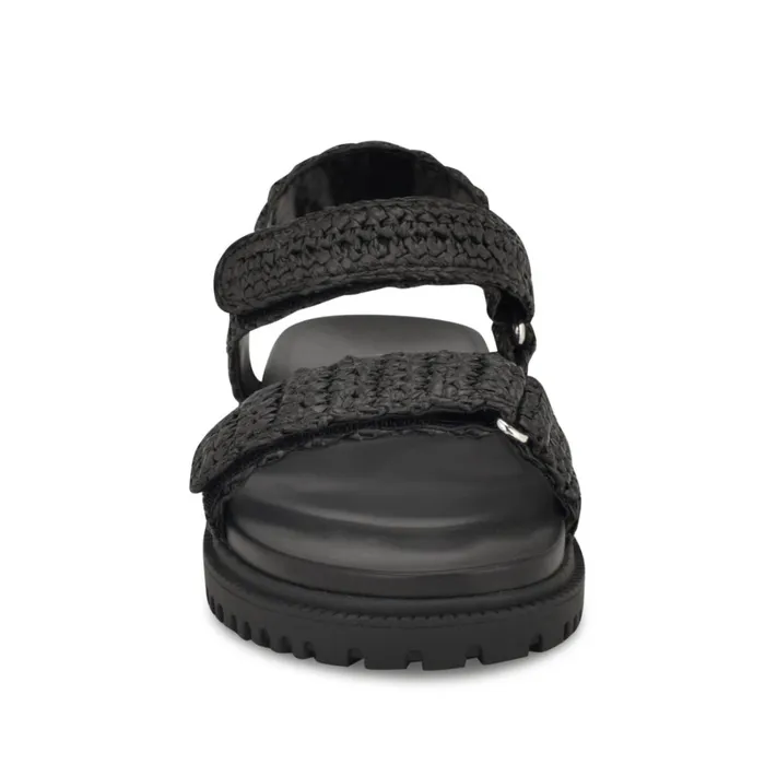 Dinrah Footbed Sandals Black Women Nine West Flats Dinrah Footbed Sandals Black Women Nine West Flats