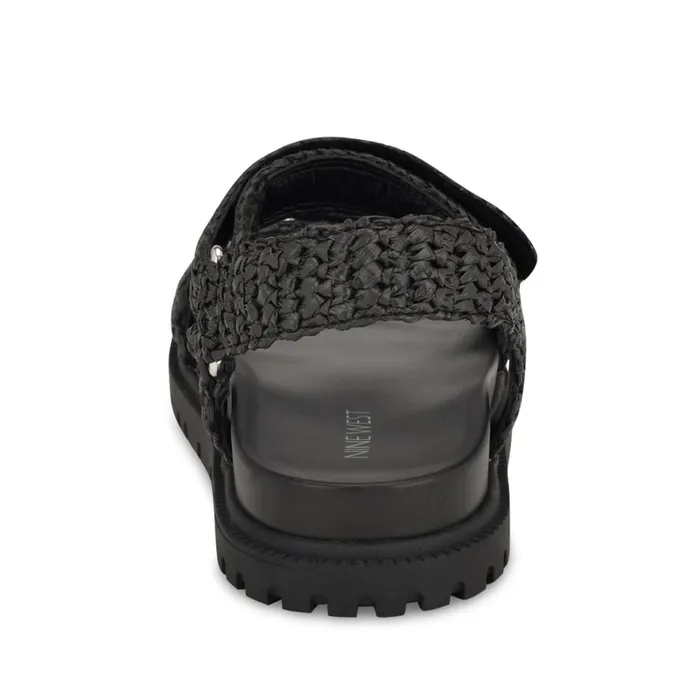 Dinrah Footbed Sandals Black Women Nine West Flats Dinrah Footbed Sandals Black Women Nine West Flats