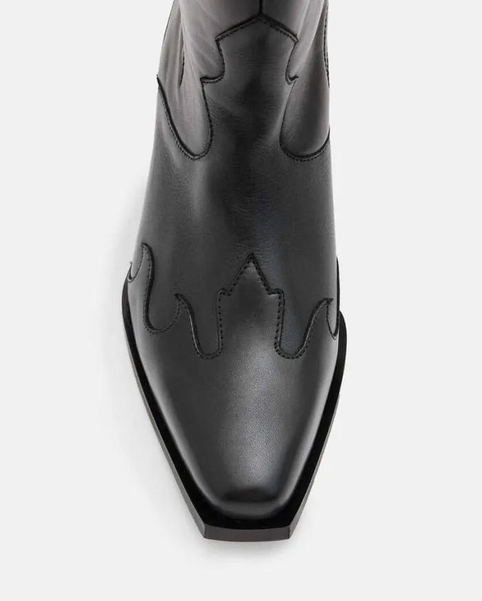 Dolly Western Leather Boots Black Women AllSaints Shoes and Boots