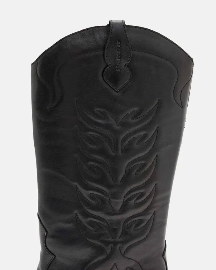 Dolly Western Leather Boots Black Women AllSaints Shoes and Boots