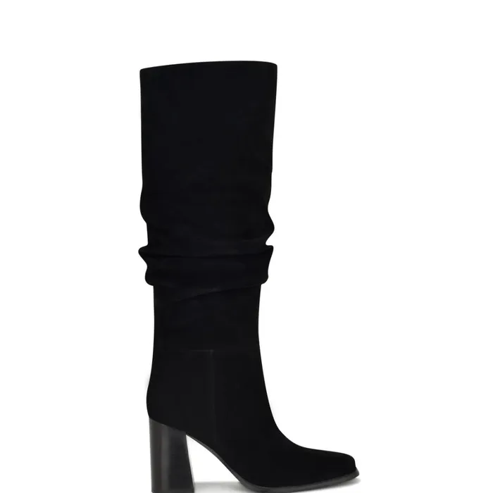 Domaey Wide Calf Casual Boots Black Women Nine West Boots and Booties