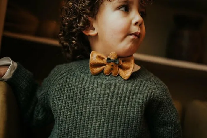 Donsje Amsterdam Accessories Baby Jery Bow Tie Toast Grain Leather