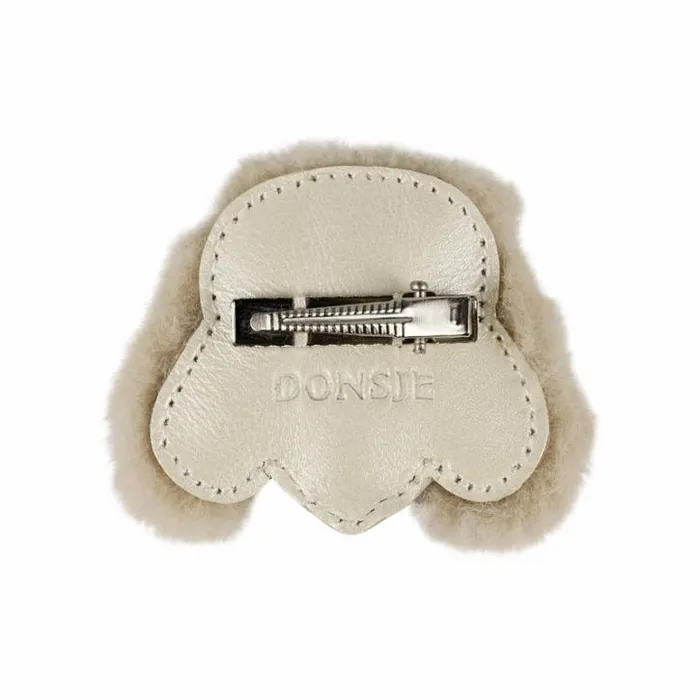 Donsje Amsterdam Accessories Baby Josy Exclusive Hairclip Off White Metallic Leather
