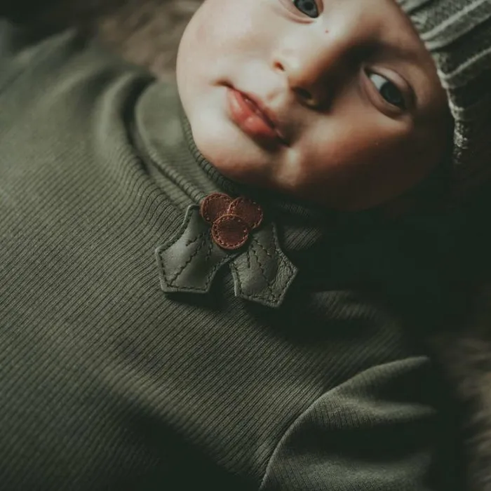 Donsje Amsterdam Accessories Baby Wonda Hairclip Olive Leather