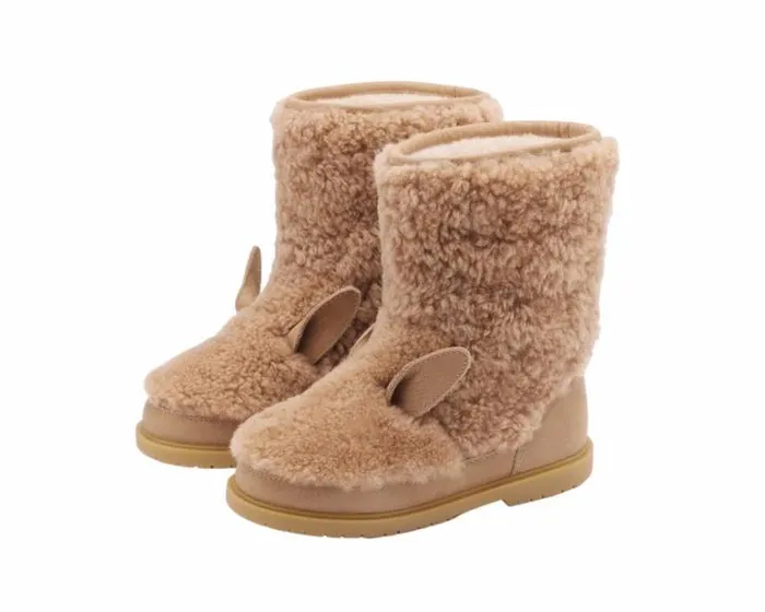 Donsje Amsterdam Animal Styles Girls Irfi Boots Beige Curly Sheep Wool