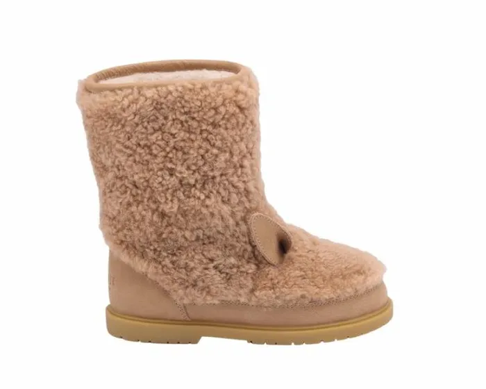 Donsje Amsterdam Animal Styles Girls Irfi Boots Beige Curly Sheep Wool