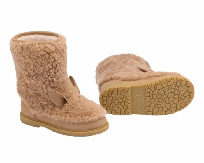 Donsje Amsterdam Animal Styles Girls Irfi Boots Beige Curly Sheep Wool
