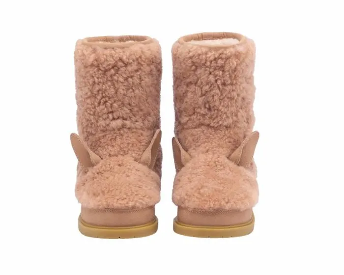 Donsje Amsterdam Animal Styles Girls Irfi Boots Vintage Pink Sheep Wool