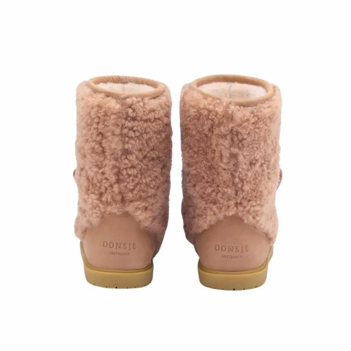 Donsje Amsterdam Animal Styles Girls Irfi Boots Vintage Pink Sheep Wool
