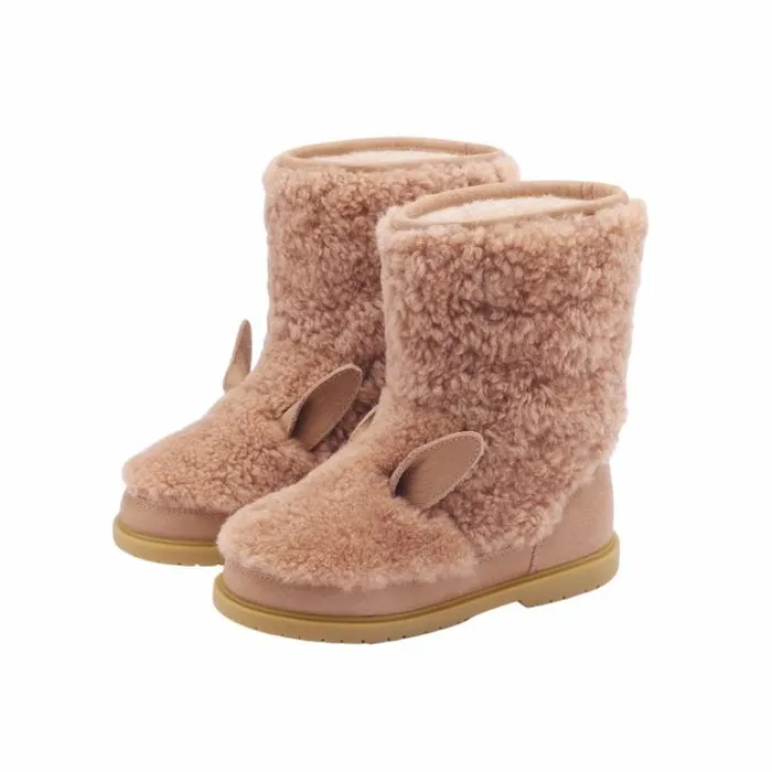 Donsje Amsterdam Animal Styles Girls Irfi Boots Vintage Pink Sheep Wool