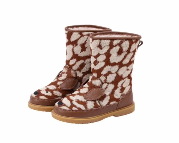Donsje Amsterdam Animal Styles Girls Wadudu Exclusive Boots Brown Spotted Cow Hair