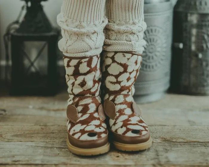 Donsje Amsterdam Animal Styles Girls Wadudu Exclusive Boots Brown Spotted Cow Hair