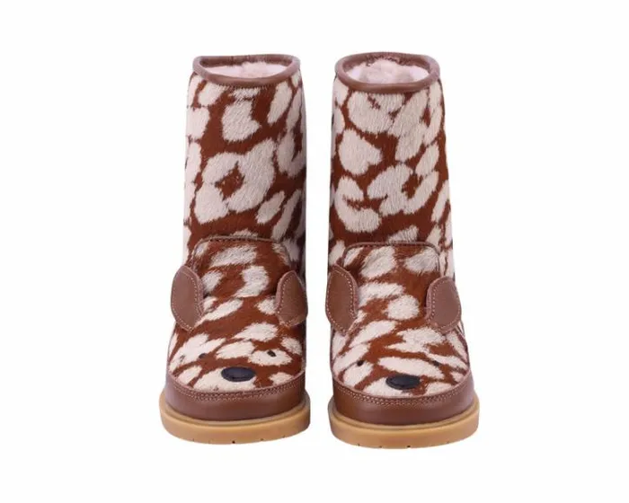 Donsje Amsterdam Animal Styles Girls Wadudu Exclusive Boots Brown Spotted Cow Hair