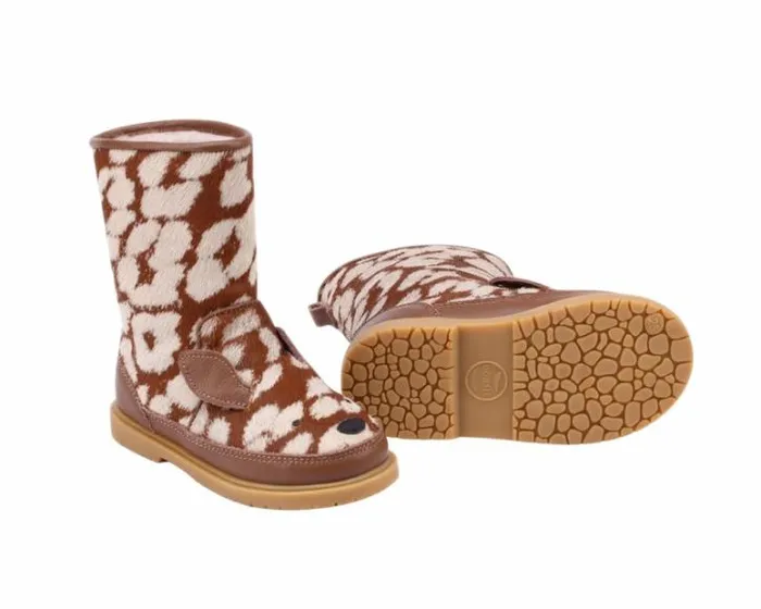 Donsje Amsterdam Animal Styles Girls Wadudu Exclusive Boots Brown Spotted Cow Hair